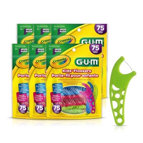 Sunsta GUM 간편사용 3세 이상 어린이용 불소 코팅 치실 대용량 75개 x 6팩 포도향, 1개, 450개입