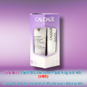 정품) 꼬달리 핸드크림 + 립밤 듀오 세트 caudalie 꼬달리핸드앤립듀오비노테라피스트핸드크림립밤세트, 1개