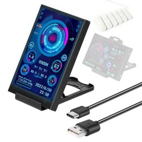 컴퓨터 CPU GPU RAM HDD 모니터 USB 디스플레이 무료 AIDA64 미니 모니터용 3.5 인치 IPS C 타입 보조 화면, 2) 3.5inch Black, 1개
