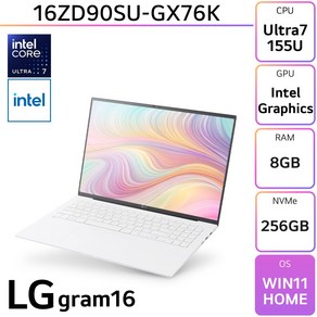 LG전자 그램16 16ZD90SU-GX76K, WIN11 Home, 8GB, 256GB, 스노우화이트