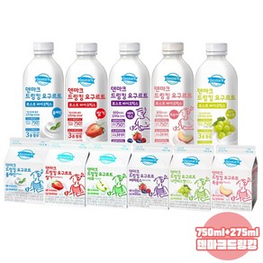 덴마크드링킹요구르트 750ml+275ml조합 딸기750ml 2개+딸기275ml 2개+사과275ml 2개/냉장무배, 275ml