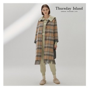 Thusday Island 프린지 체크 핸드메이드 코트T218MCT231W 651935