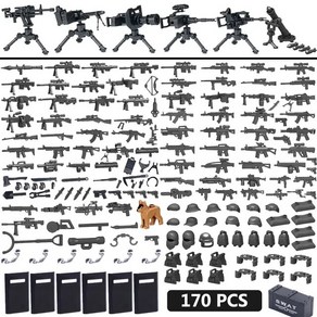 레고 호환 WW2 군사 무기 피규어 군인 독일 영국 소련 육군 빌딩 블록 기관총 절구통 토마스 소총 98K 장난감 K067, [32] 170PCS-1, 1개