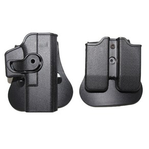IMI Glock 허벅지 홀스터 Aisoft 총 드롭 다리 글록 17 19 케이스 허리와 잡지 파우치 사냥 권총 액세서리, [01] Black with pouch, 1개
