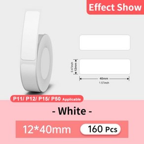 페이지라벨기 네임스티커 Maklife 스마트 휴대용 라벨 프린터 미니 포켓 열 스티커 메이커 사무실 가정용 자체 접착 P15, 2)1240mm white, 1개