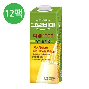 정식품(그린비아) 정식품 그린비아 환자식 당뇨식(디엠) 대용량 1000mlX12팩, 1L, 12세트