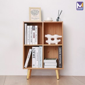 M컴퍼니 4단 사무용 전면책장 원목 파티션 미니책장 정리 선반 수납장 책꽂이 거실 책장 [50x24x72] 우드 버킨 책상책꽂이 유아책꽂이 [D003A-378JZ], 2단 4칸_오픈형책장