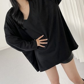 [6XL 130까지] 빅사이즈여성 *브이넥과*라운드박스티셔츠[562] 체형커버 기장긴 큰옷 박시 루즈핏 올사이즈 플러스사이즈