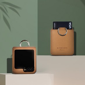 비유어산타 갤럭시 Z플립6 케이스 이태리 비건 가죽 힌지보호 카드 수납 링 보스코(카드수납 3개) 비앙코(카드수납 1개)
