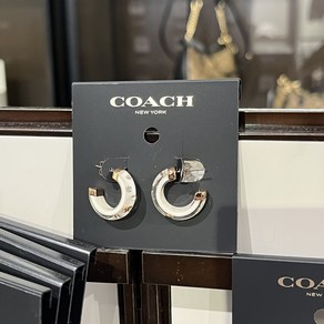 코치 아울렛 호환 시그니처 레진 처비 후프 이어링 COACH Signature Resin Chubby Hoop Earrings CL136