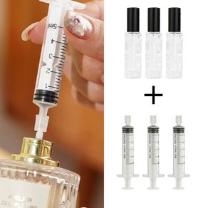 BESH 여행용 휴대용 향수옮기기 리필 툴, 1세트, 블랙 [공병10ml 3개+향수 소분 주사기5ml 3개]