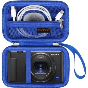 Sony ZV1 ZV1F II Digital Camea 컨텐츠 제작자용 Canboc 휴대용 케이스 블로깅 카메라 백 지퍼 메쉬 포켓은 USB 케이블 배터리 로즈레드에 적합합니, Blue, 1개