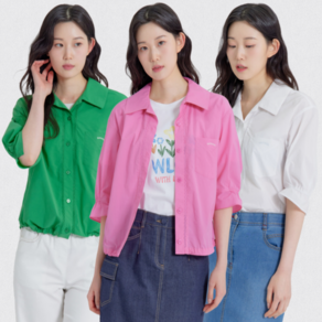 [지센창원]여성 와이드 카라 스트링 아우터형 셔츠 3색 LCWSP528