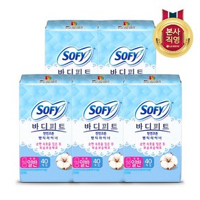 바디피트 천연코튼 팬티라이너 무향 40P일반 x 5팩, 일반