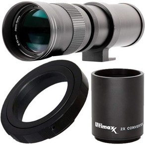 Ultimaxx 420-800mm 컨버터 840-1600mm f8.3-16 HD 수동 망원 줌 T 마운트 렌즈 키트 캐논 EOS 9000D 800D 750D 700D 1300D