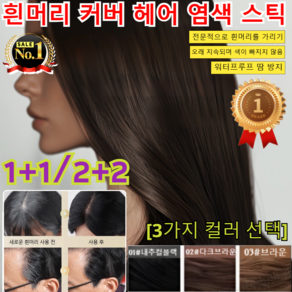 1+1/2+2 방수 땀방지 흰머리 커버 염색 헤어스틱 새까만 새치커버스틱 헤어 쿠션 흑채 새치커버 새치커버 스틱 헤어 새치 머리 부분 커버 스틱/안전 무해, [1+1]내추럴블랙