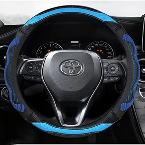 호환 자동차 핸들 커버 38cm 가죽 도요타 캄리 Coolla Haie Fotune CHR Vios Alphad Rav4 액세서리, 03 blue