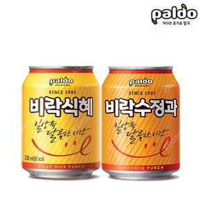 팔도 비락식혜 238ml X 12캔 + 비락수정과 238ml X 12캔(1박스) 식혜 전통음료 캔음료, 12개