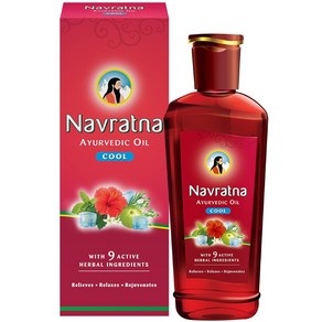 Navatna Ayuvedic Cool Oil9가지 아유르베다 허브의 독특한 조합 몸살 피로 불면 및 긴장 완화두피 건강 개선휴식 및 활력 회복 쿨링 효과300ml, 1개, 300ml