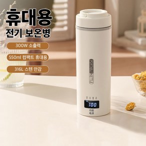 Mochae 미니 전기포트 휴대용 전기 온수컵 항온 보온 여행용 물주전자 다용도 500ml 텀블러 가열식 분유포트, USB 물끓이형