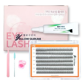 부분 가닥 인조 속눈썹 풀세트 280pcs 대용량 아이돌 아이래쉬 V형 글루 블랙, 1세트, 14번(12mm)