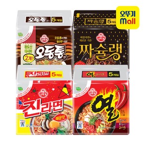 진라면 매운맛 5입+짜슐랭 5입+오동통면 5입+열라면 5입