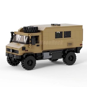 MOC Benz 벤츠 UNIMOG 유니목 트럭 자동차 모형 600PCS+ 키덜트 호환 나노 블록 꿈꾸는다락방, 브라운, 1개