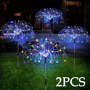 DaiFu 2 PCS 태양광 정원등 불꽃 장식등 120 LED 실외등 잔디등 (8가지 램프 모드), 혼합색상(투피스)