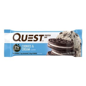 Quest 퀘스트 쿠키 앤 크림 프로틴 바 60g Potein Ba Cookies Ceam, 1개