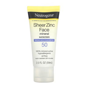 Neutogena Shee Zinc Face Mineal Sunsceen SPF 50(59 ml) / 아연 미네랄 선스크린 선크림, 59ml, 1개