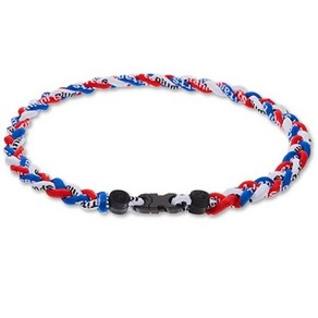 3 개의 꼰 로프 토네이도 티타늄 목걸이 야구 선수 소프트볼 팬, [02] ed white blue, [02] 50cm, ed white blue+50cm, 1개