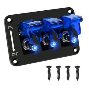 3갱 스위치 패널 12V 보트 로커 토글 20A 퓨즈 자동차 RV, 1)Blue light