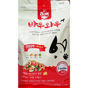 BOW WOW 바우와우 애견용 혼합간식 1.5kg 대용량 (100G X 15개), 체다치즈, 1개