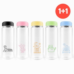 1+1 일러스트 에코젠보틀 500ml 무배 국내산제작 텀블러 친환경 트라이탄, 옐로우피그, 1세트