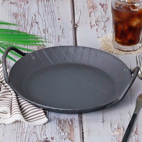 철팬 빠에야 인덕션 후라이팬 양수 28cm 캠핑 업소용 식당 철 프라이팬 빠에야팬, 1개