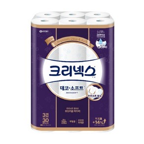 유한킴벌리 크리넥스 뉴 데코앤소프트 화장지 3겹 27m 30롤 1box, 1개, 30개입, 270cm