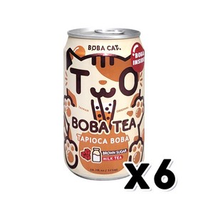 보바캣 타피오카보바 흑당밀크 버블티 캔음료 315ml x 6개