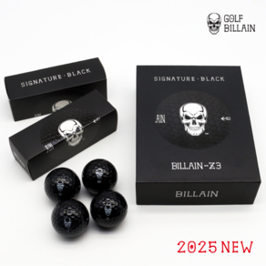 [Ve.25] 고탄력골프공 BILLAIN-Z3 BLACK BALL 빌런 골프공 시그니처 블랙 3피스 우레탄 12구 세트, 1세트, 12개입