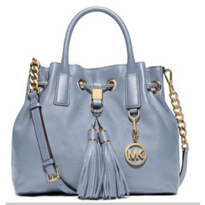 MICHAEL MICHAEL KORS Camden Medium Leathe Dawsting Satchel $358 Pale Blue