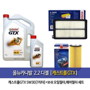 올뉴카니발 2.2디젤 캐스트롤GTX(6L+1L)7L 엔진오일 96-A2659, 5w30, 2개