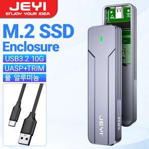 JEYI M.2 NVMe SATA SSD 인클로저 USB 3.2 10Gbps 또는 6Gbps NGFF M-키 B-키 M.2 UASP 트림 지원, i8-Youth580