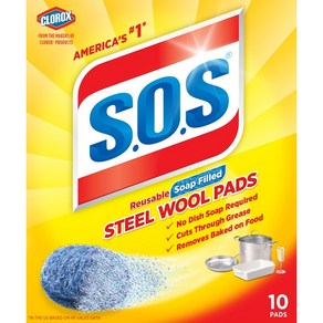 [미국직배송]S.O.S. 스틸 울 솝 패드 시트세제. 10개입/18개입. S.O.S Steel Wool Soap Pads, 1개, 10개