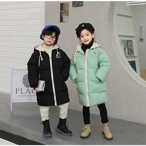 [LULUKIDS} 아동 공용 칼라 웰론 후드 롱 패딩 점퍼