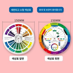 컬러팬덱 휠 컬러 가이드 믹싱 차트 Rgb 보드 메이크업 러닝 서클 블렌딩 혼합 색상표, 1개, 색상환-직경 15cm 영문 설명 없음