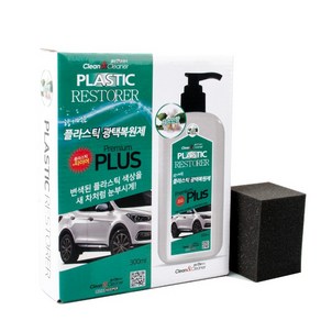 클린앤클리너 향기먹은 플라스틱 광택복원제 (300ml) +극세사타월+사각스폰지-백색, 1개