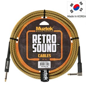 Muztek Cable RS-300L RS300L TW RETRO SOUND (3m) Angle Tweed 뮤즈텍 케이블, 1개