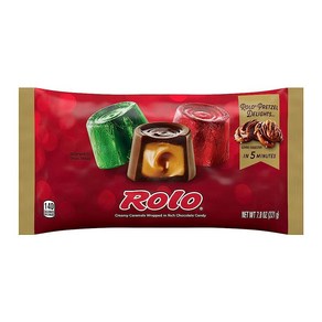 ROLO 리치 초콜릿 캔디로 포장된 크리미 캐러멜 크리스마스 221.1g(7.8oz) 백, 1개, 221g