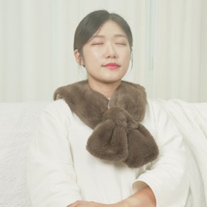 한양 목 어깨 찜질기 후두근 온열 전기 찜질팩 목도리형 3컬러, 밍크목도리형 브라운