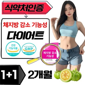 중년 남성 여성 복부 피하지방 다이어트보조제 식약처인정 체지방 감소 기능성 다이어트식품 지방 탄수화물 컷팅제 hca 가르시니아 다이어트, 2박스, 60정