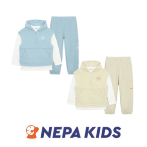 [백화점 매장판] 네파 키즈 NEPA 3in1 상하세트 [후드베스트 + 팬츠 + 코튼 긴팔티셔츠]